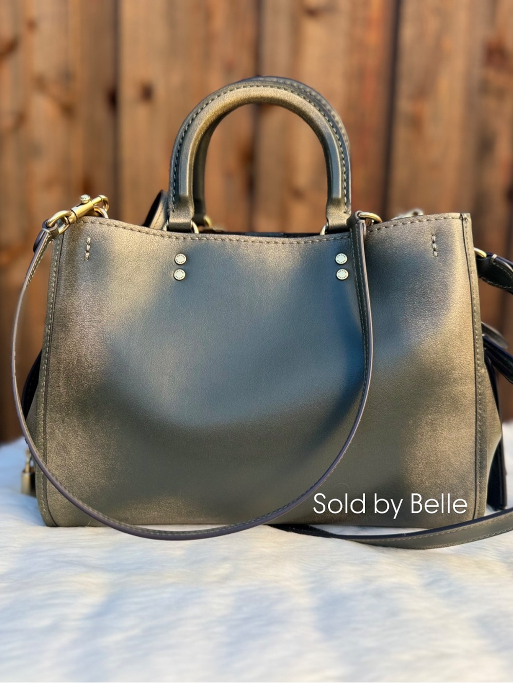 NWOT Coach Rogue Bag 31 In Loved Leather Brass Green - Picture 2 of 6